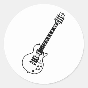 Guitar Line Drawing Classic Round Sticker