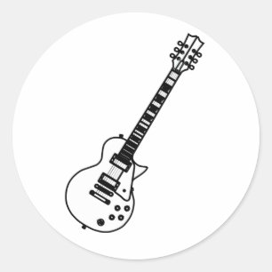 Guitar Line Drawing Classic Round Sticker