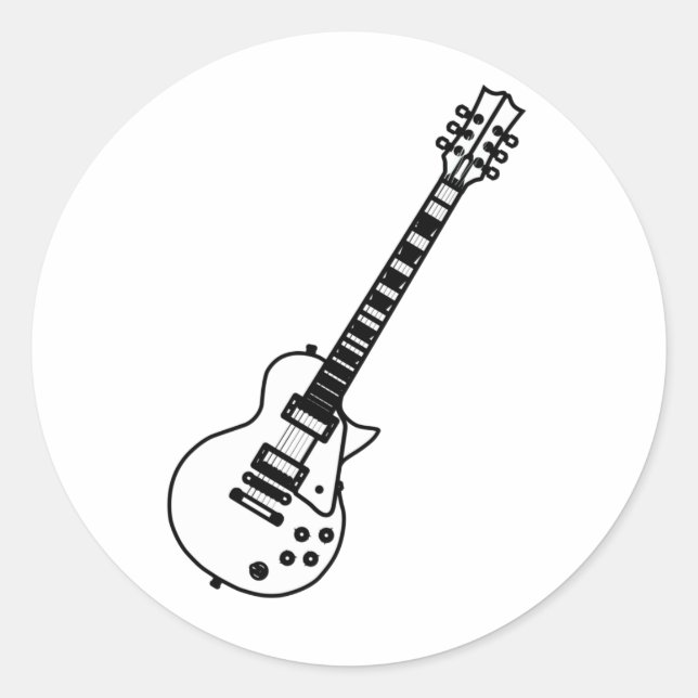 Guitar Line Drawing Classic Round Sticker (Front)