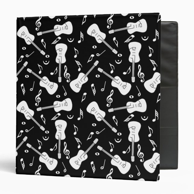 Guitar Lines Music Notes 3 Ring Binder (Front/Inside)