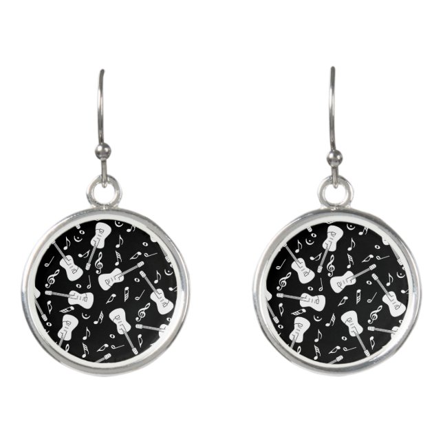 Guitar Lines Music Notes Earrings (Front)
