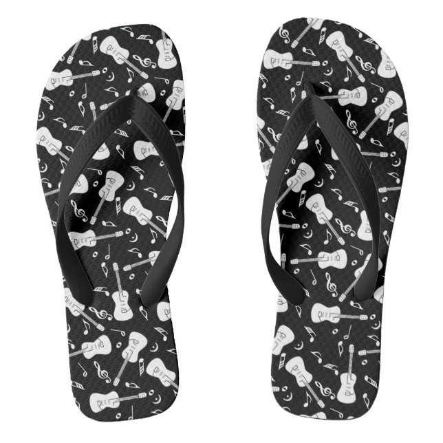 Guitar Lines Music Notes Flip Flops (Footbed)