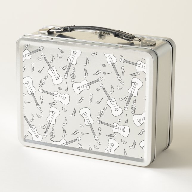 Guitar Lines Music Notes Metal Lunch Box (Back)