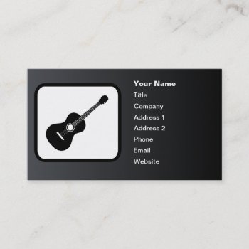 Guitar Logo Customizable Black Business Card by ProPerkStore at Zazzle