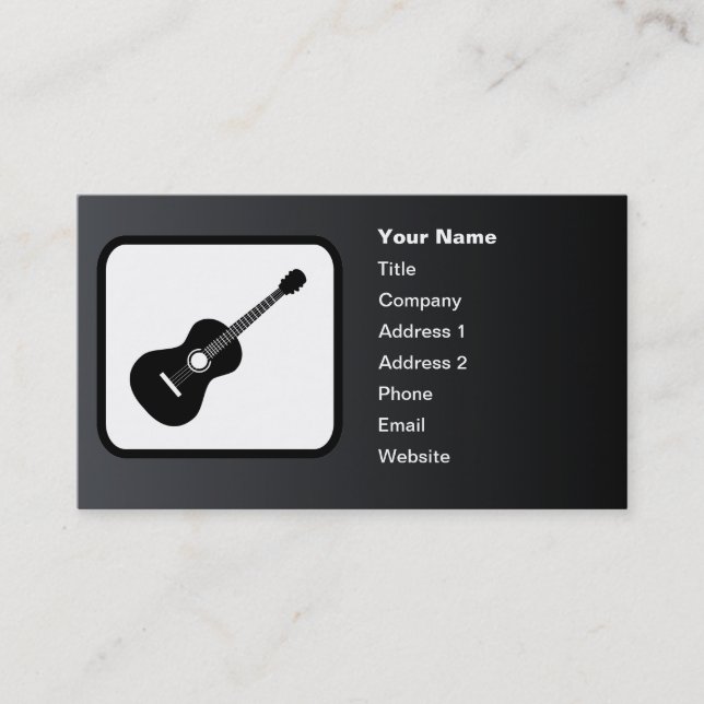 Guitar Logo Customizable Black Business Card (Front)
