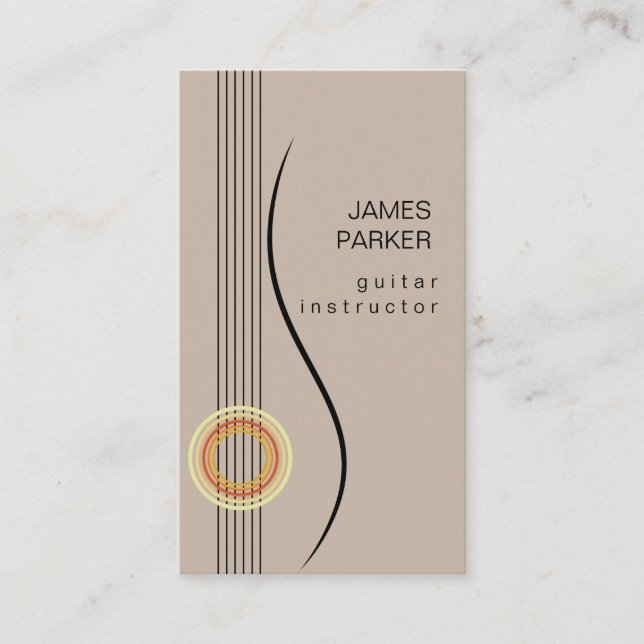 Guitar Logo Music Instructor Minimalist Singer Business Card (Front)
