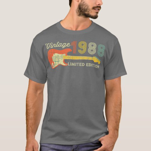 Guitar Lover 35 Year Old Gifts Vintage 1988 Limite T_Shirt