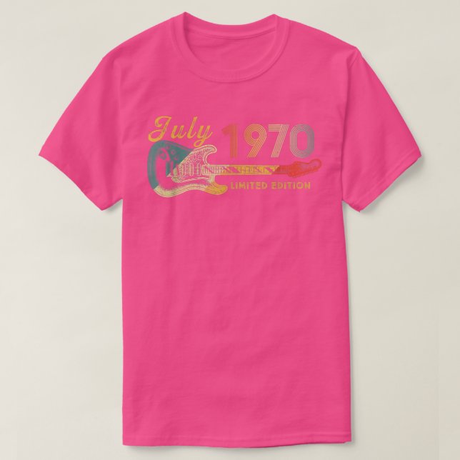 Guitar Lover 52 Year Old Gifts July 1970 Limited E T-Shirt (Design Front)