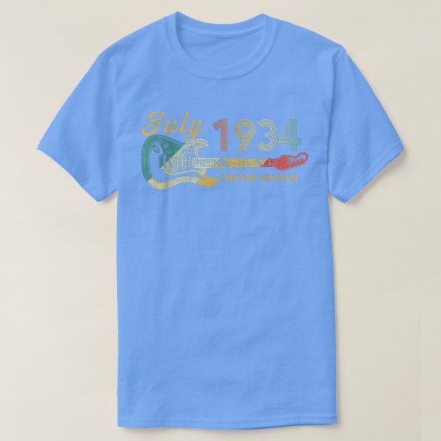 Guitar Lover 88 Year Old Gifts July 1934 Limited E T-Shirt (Design Front)