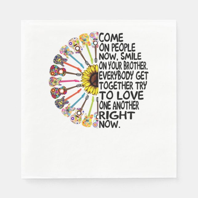 Guitar Lover | Acoustic Floral Guitar Gift Napkins (Front)