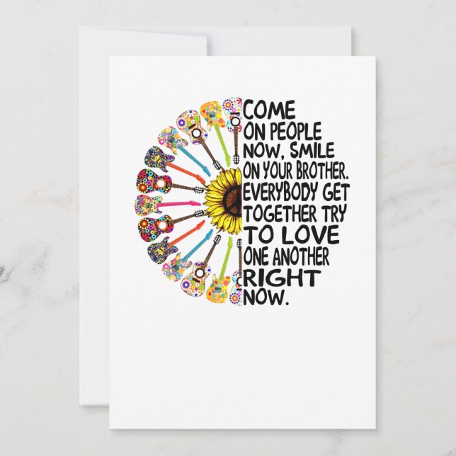 Guitar Lover | Acoustic Floral Guitar Gift Thank You Card (Front)