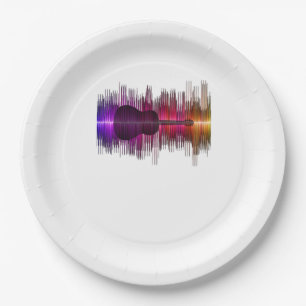 Guitar Lover Acoustic Guitar Heartbeat Gift Paper Plates