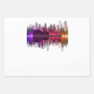 Guitar Lover   Acoustic Guitar Heartbeat Gift Wrapping Paper Sheets