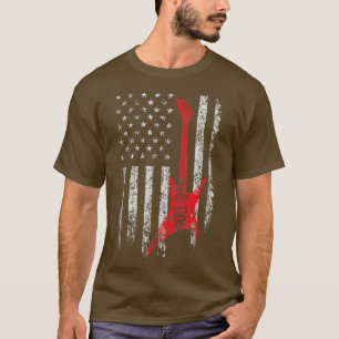 Guitar Lover , America Guitarist Music USA Flag T-Shirt
