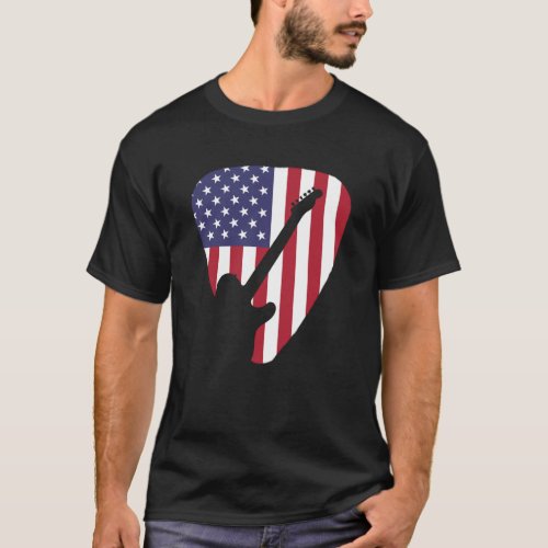 Guitar Lover  American Flag Guitar T_Shirt