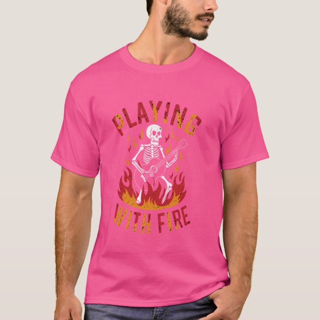 Guitar Lover Autumn Vibes Spooky Season Haunted Fa T-Shirt (Front)