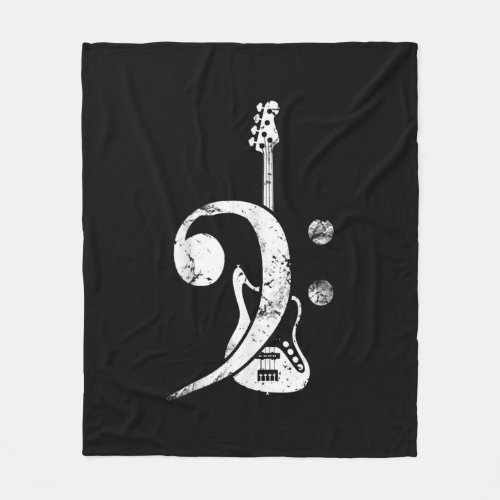 Guitar Lover  Bass Clef Bass Guitar Fleece Blanket
