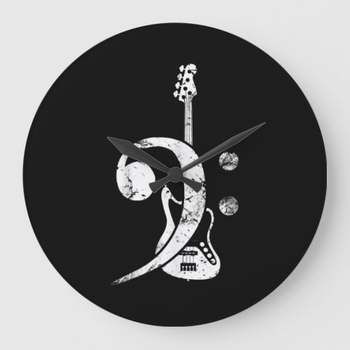 Guitar Lover  Bass Clef Bass Guitar Large Clock