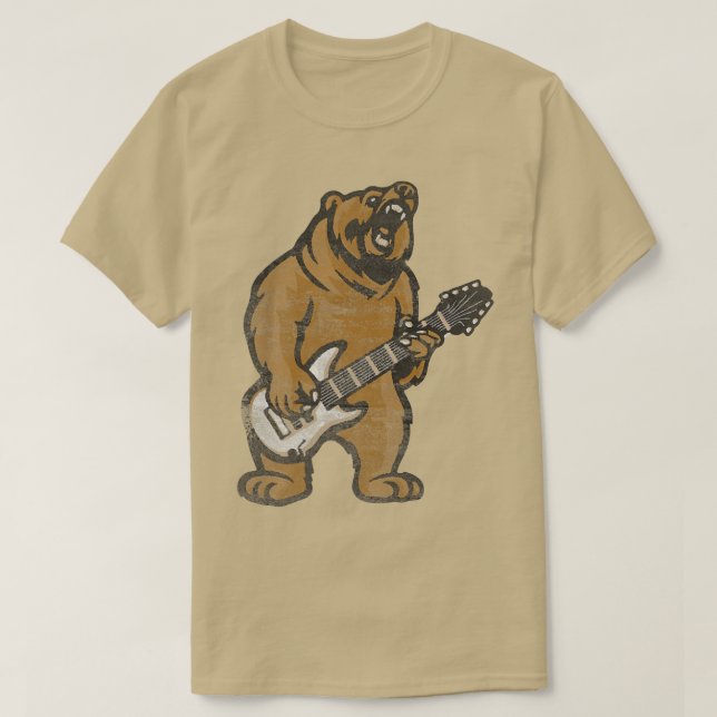 Guitar Lover Bear Playing Bass Guitar Guitarists M T-Shirt (Design Front)