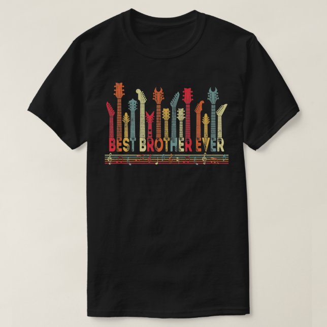Guitar Lover Best Brother Ever Retro Music Fathers T-Shirt (Design Front)