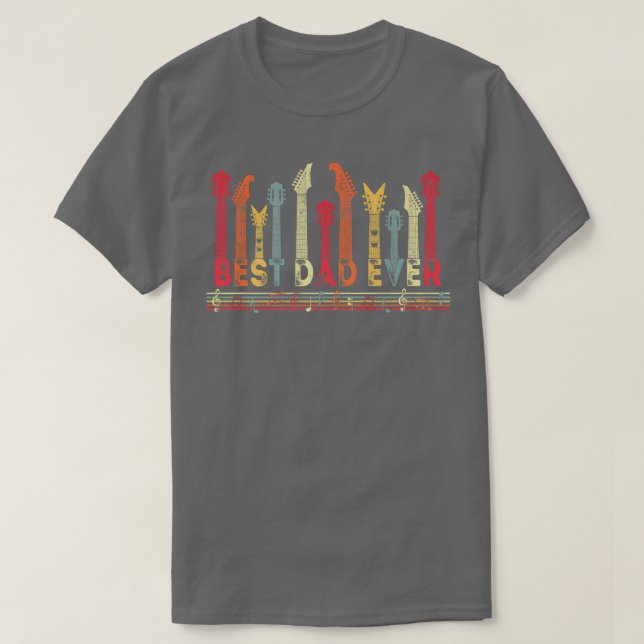 Guitar Lover Best Dad Ever Retro Music Fathers Day T-Shirt (Design Front)