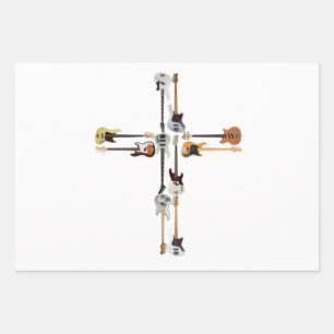 Guitar Lover Guitar Cross Gift Wrapping Paper Sheets