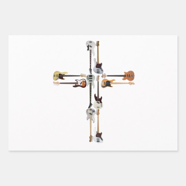 Guitar Lover | Guitar Cross Gift Wrapping Paper Sheets (Front)