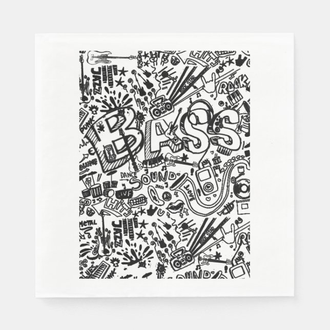 Guitar Lover | Guitar Pattern Gift Napkins (Front)