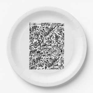 Guitar Lover   Guitar Pattern Gift Paper Plates