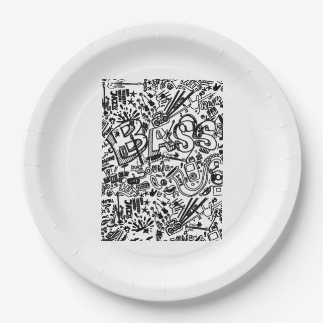 Guitar Lover | Guitar Pattern Gift Paper Plates (Front)