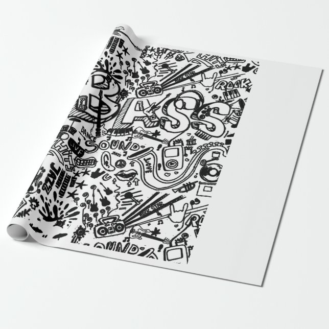 Guitar Lover | Guitar Pattern Gift Wrapping Paper (Unrolled)
