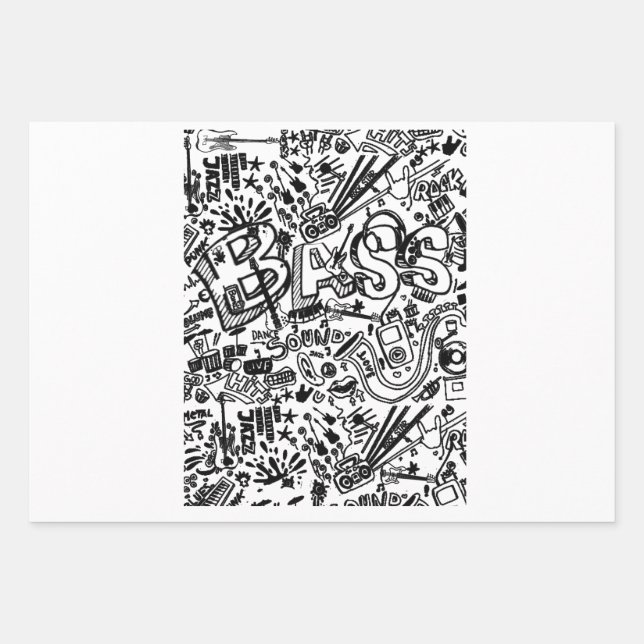 Guitar Lover | Guitar Pattern Gift Wrapping Paper Sheets (Front)