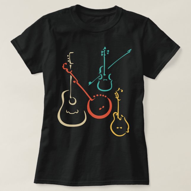 Guitar Lover Guitarist Retro bluegrass mandolin gu T-Shirt (Design Front)