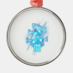 Guitar Lover Head Of A Bass Guitar Player Metal Ornament