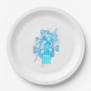 Guitar Lover Head Of A Bass Guitar Player Paper Plates