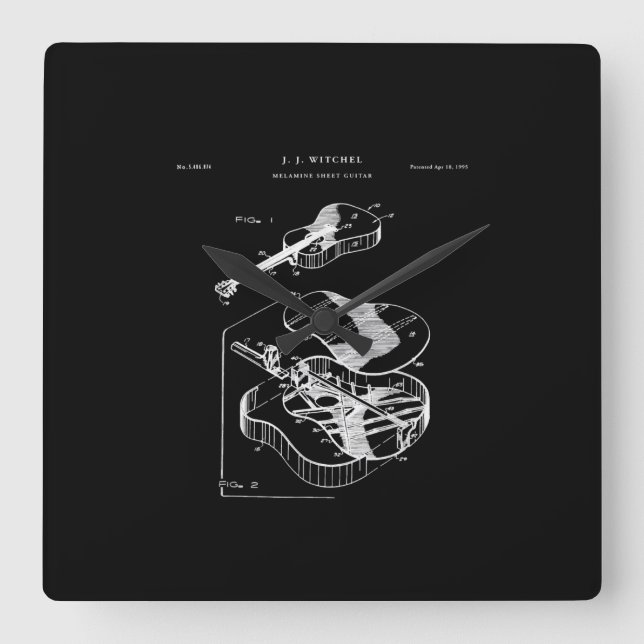 Guitar Lover | Martin Guitar Patent Square Wall Clock (Front)
