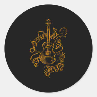 Guitar Lover | Music Guitar Classic Round Sticker