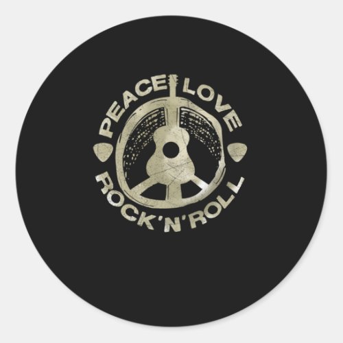 Guitar Lover  Peace Love RockNRoll Classic Round Sticker
