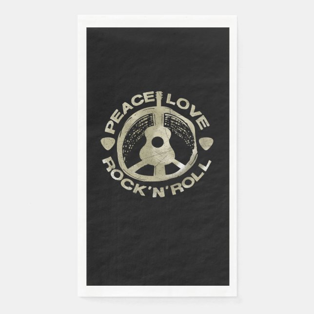 Guitar Lover | Peace Love Rock'N'Roll Paper Guest Towels (Front)