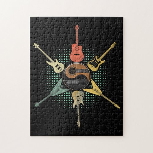Guitar Lover Retro Style  Gift For Guitarist Jigsaw Puzzle