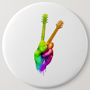 Guitar Lover   Say Hi Guitar Hands Gift Button