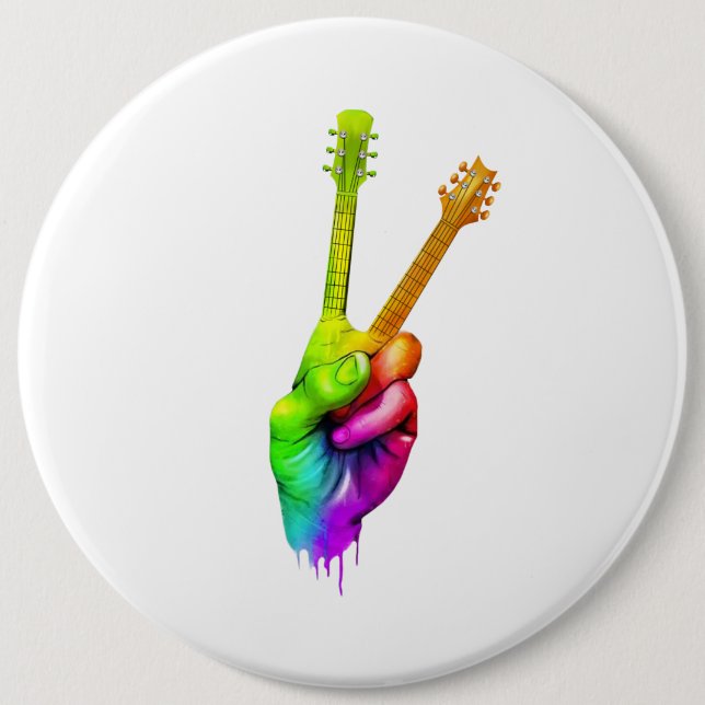 Guitar Lover | Say Hi Guitar Hands Gift Button (Front)