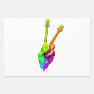 Guitar Lover   Say Hi Guitar Hands Gift Wrapping Paper Sheets