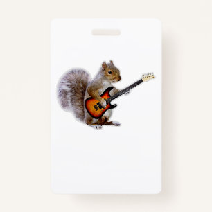 Guitar Lover Squirrel Playing Guitar Badge