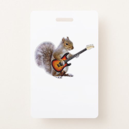 Guitar Lover  Squirrel Playing Guitar Badge