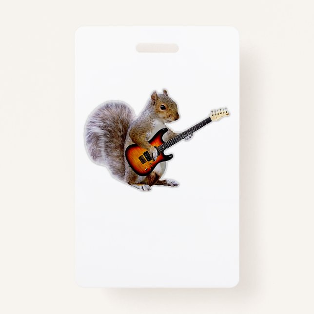 Guitar Lover | Squirrel Playing Guitar Badge (Front)