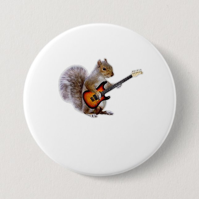 Guitar Lover | Squirrel Playing Guitar Button (Front)