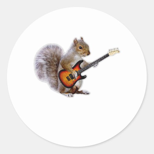 Guitar Lover  Squirrel Playing Guitar Classic Round Sticker