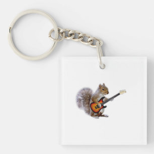 Guitar Lover Squirrel Playing Guitar Keychain