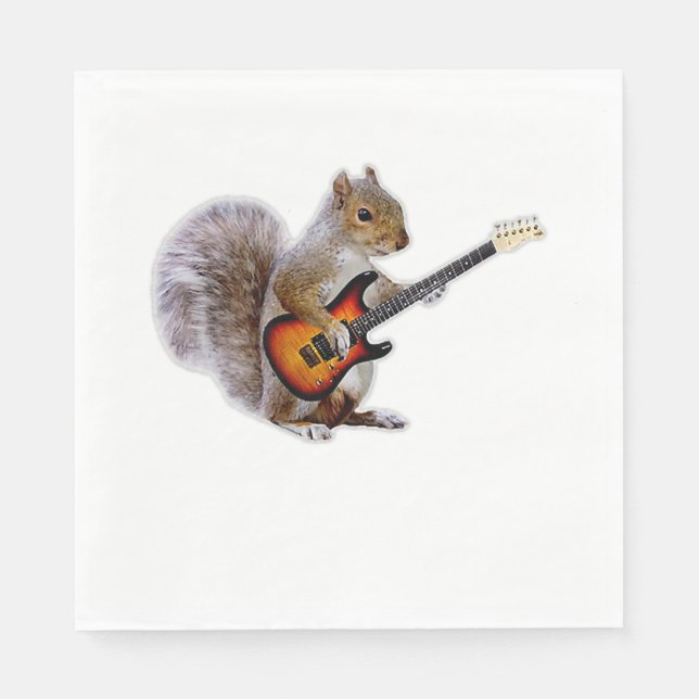 Guitar Lover | Squirrel Playing Guitar Napkins (Front)